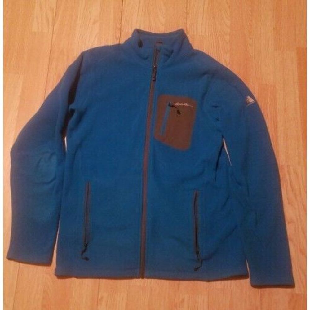 Eddie Bauer First Ascent Polortec Fleece Jacket Men's M Blue Full Zip Pocket EUC